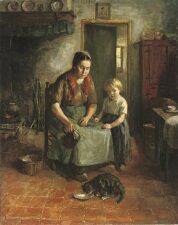 De kat voeren, olieverf op doek, privébezit (via Wikipedia)